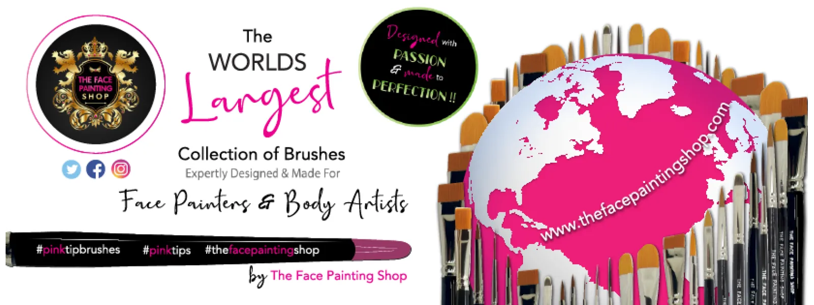 the face painting shop pink tip brushes