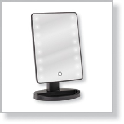 LED Lighted Table Top Cosmetic Mirror Black