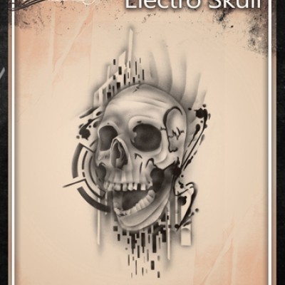 Airbrush Tattoo Pro Stencil ELECTRO SKULL