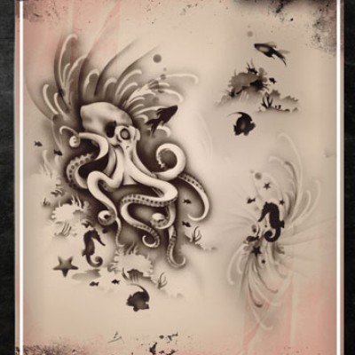 Airbrush Tattoo Pro Octopus Stencil