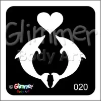 Glitter tattoo 020 Dolphin Heart Pack Of 5 (020 Dolphin Heart Pack Of 5)
