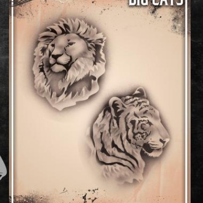 Airbrush Tattoo Pro Stencil Big Cats