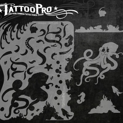 Airbrush Tattoo Pro Octopus Stencil