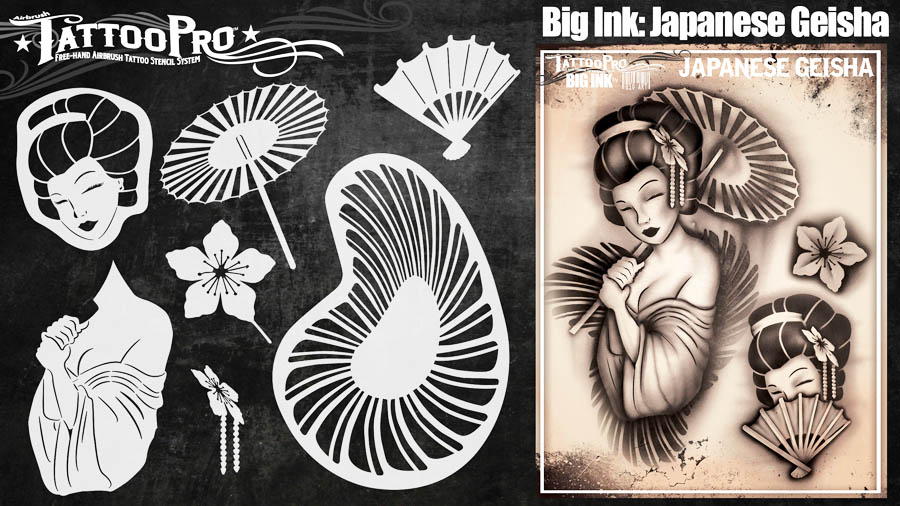 Airbrush Tattoo Pro BIG Japanese Geisha.